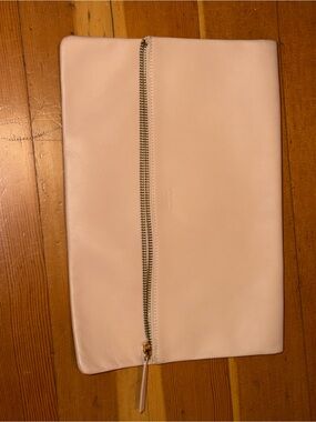 Everlane Dusty Blush Pink Leather Zip Clutch